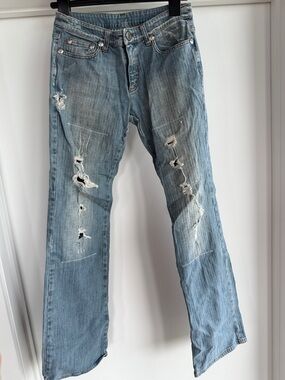 Iceberg Distressed Light Blue Bootcut Jeans